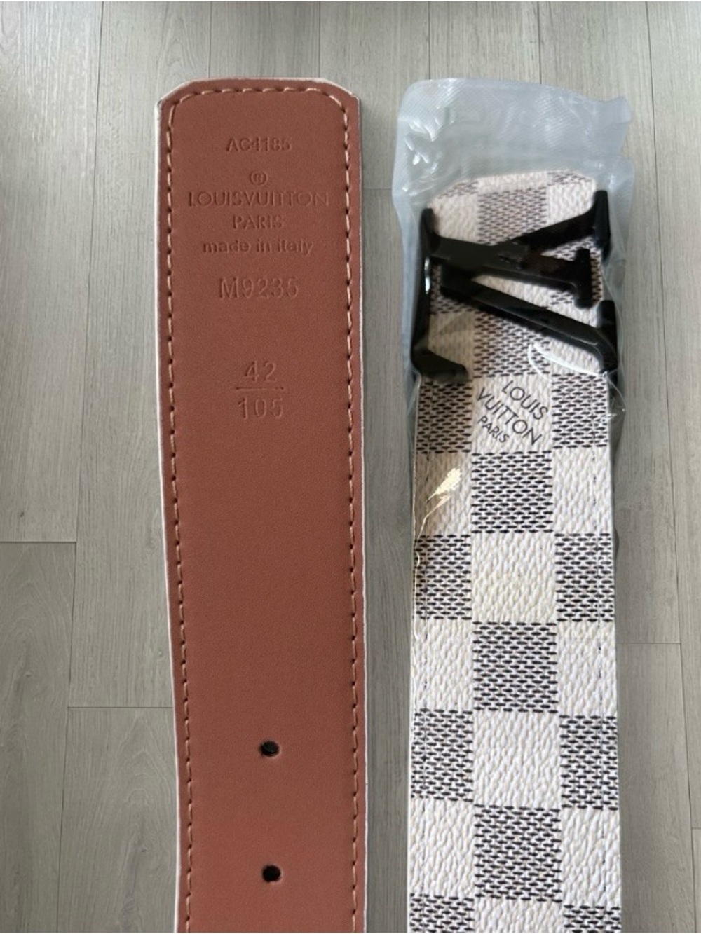 Louis Vuitton Damier Azur Canvas Belt with Brown Leather and Black Hardware - Picture 2 of 4